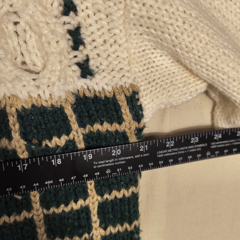Vintage Patchwork Handmade Sweater Cottagecore Floral Knit Women Oversized Small - Picture 6 of 8